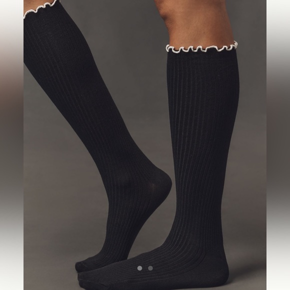 New! Anthropologie Black Knee High Socks NWT - Picture 2 of 4